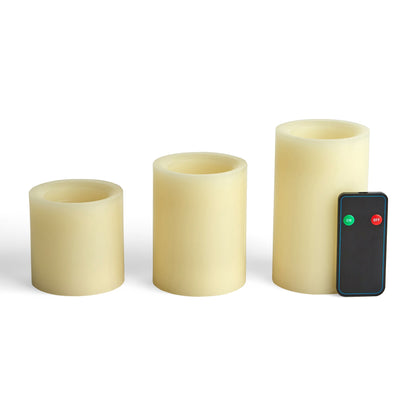 Flameless Vanilla Scented LED Wax Trio Pillar Candles Cream
