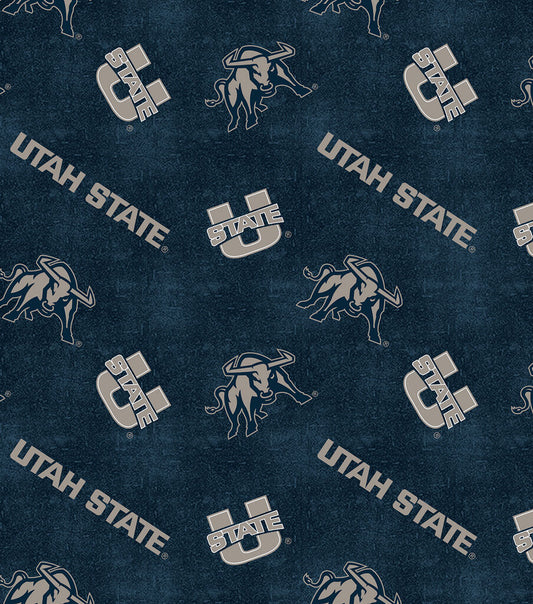 Utah State University Aggies Flannel Fabric Distressed Logo