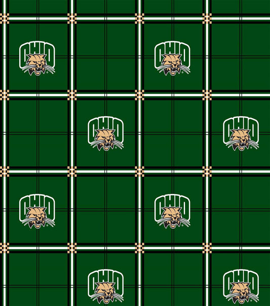Ohio University Bobcats Flannel Fabric 42 Plaid
