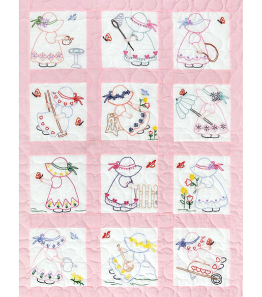 Jack Dempsey 9 Girls Stamped Nursery Quilt Blocks 12ct