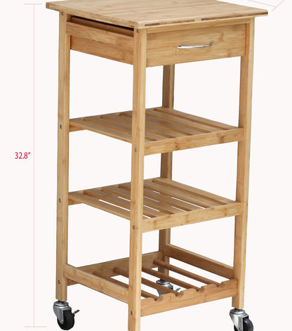 Oceanstar 14.5 Bamboo Kitchen Trolley