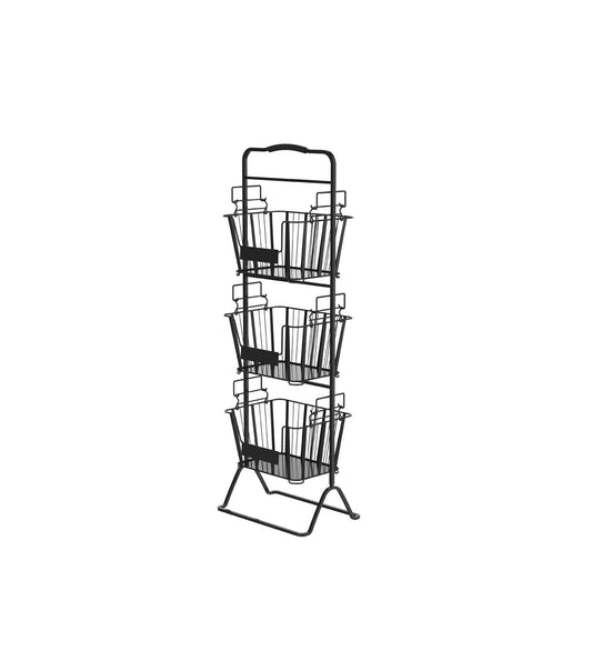 Oceanstar 11 Black 3 Tier Wire Basket Stand With Removable Baskets