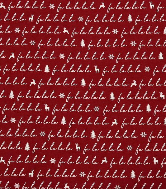 Fa La La on Red Super Snuggle Christmas Flannel Fabric