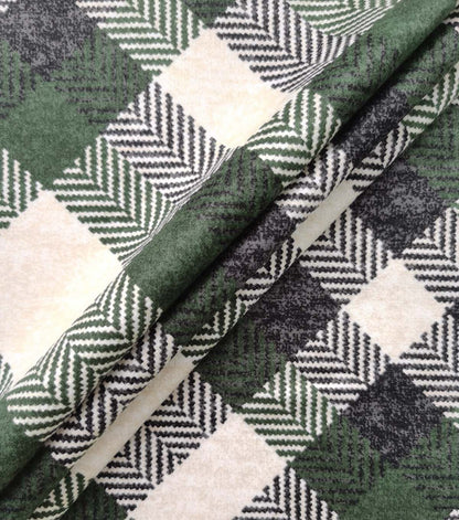 Green Diagonal Plaid Luxe Flannel Fabric