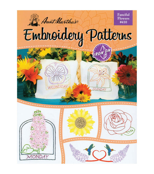 Aunt Martha's Colonial Patterns Iron On Transfer Books Fanciful Flowers