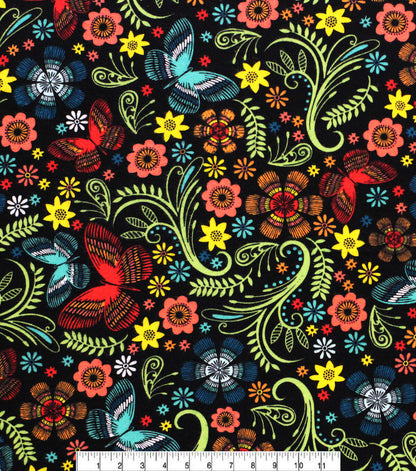 Fall Butterfly Super Snuggle Flannel Fabric