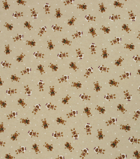 Gingerbread Men & Dots Super Snuggle Christmas Flannel Fabric
