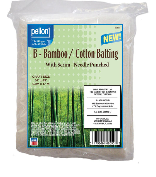 Pellon Bamboo/Cotton Batting With Scrim 34 x 45